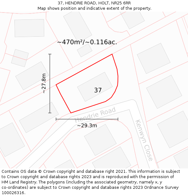 37, HENDRIE ROAD, HOLT, NR25 6RR: Plot and title map