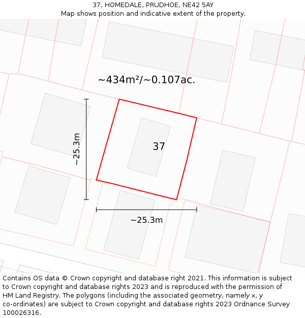 37, HOMEDALE, PRUDHOE, NE42 5AY: Plot and title map