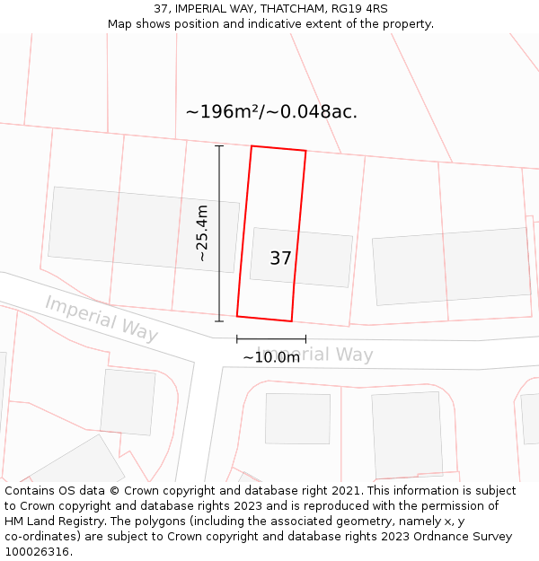 37, IMPERIAL WAY, THATCHAM, RG19 4RS: Plot and title map