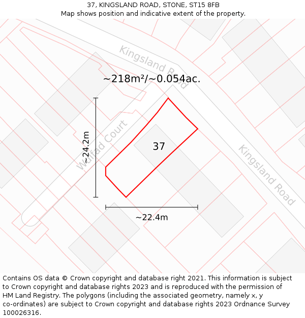 37, KINGSLAND ROAD, STONE, ST15 8FB: Plot and title map