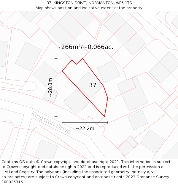 37, KINGSTON DRIVE, NORMANTON, WF6 1TS: Plot and title map