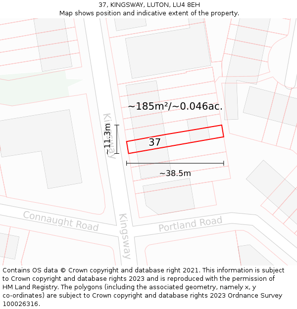 37, KINGSWAY, LUTON, LU4 8EH: Plot and title map