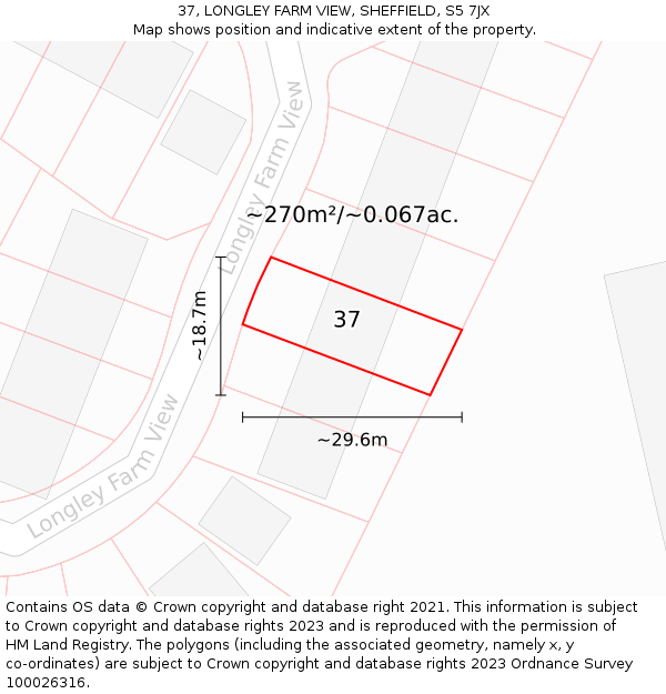 37, LONGLEY FARM VIEW, SHEFFIELD, S5 7JX: Plot and title map
