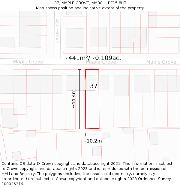 37, MAPLE GROVE, MARCH, PE15 8HT: Plot and title map