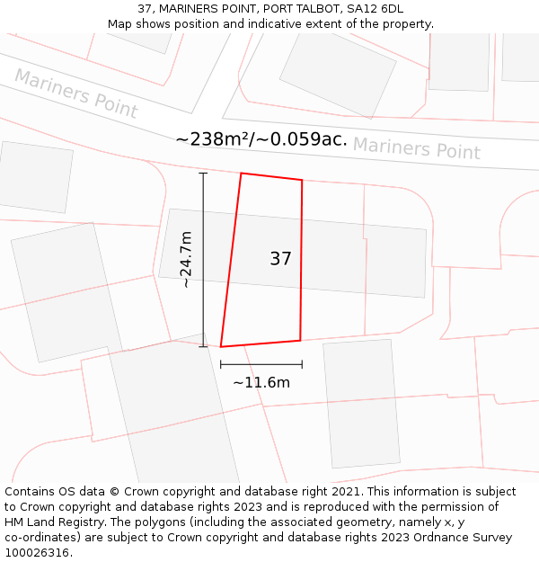 37, MARINERS POINT, PORT TALBOT, SA12 6DL: Plot and title map