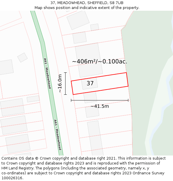 37, MEADOWHEAD, SHEFFIELD, S8 7UB: Plot and title map