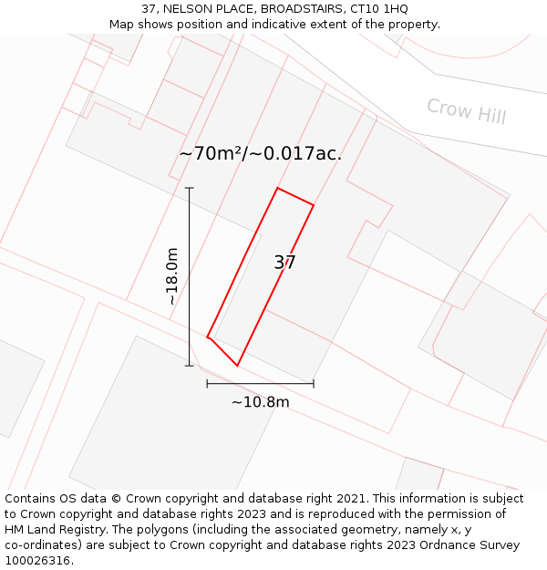 37, NELSON PLACE, BROADSTAIRS, CT10 1HQ: Plot and title map