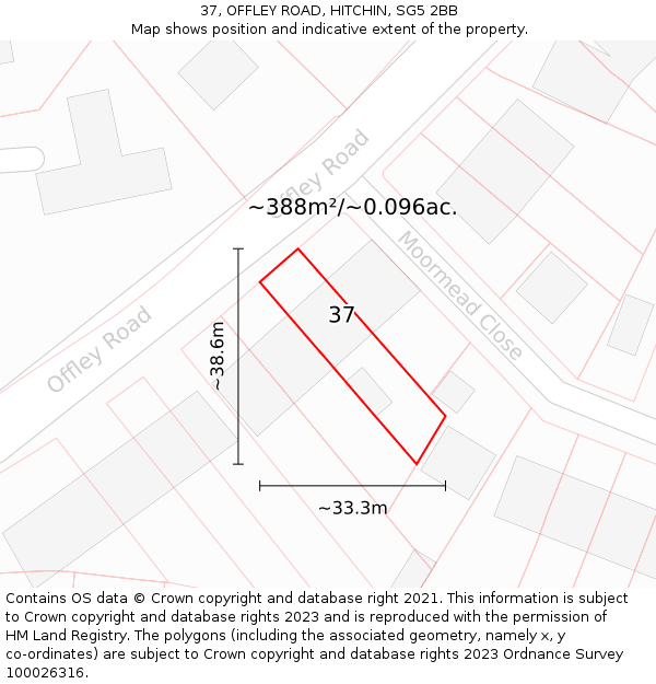 37, OFFLEY ROAD, HITCHIN, SG5 2BB: Plot and title map