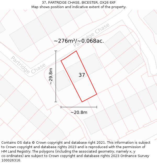 37, PARTRIDGE CHASE, BICESTER, OX26 6XF: Plot and title map