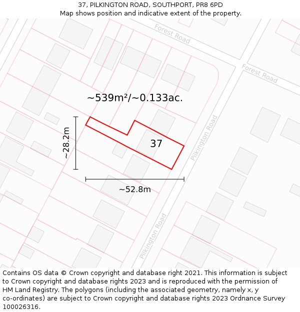 37, PILKINGTON ROAD, SOUTHPORT, PR8 6PD: Plot and title map