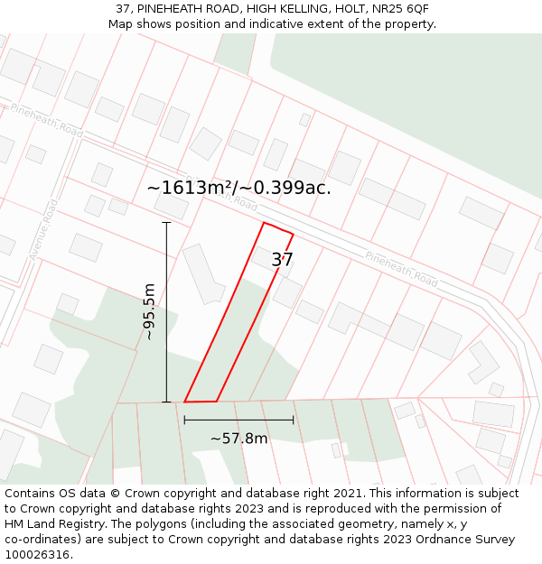 37, PINEHEATH ROAD, HIGH KELLING, HOLT, NR25 6QF: Plot and title map
