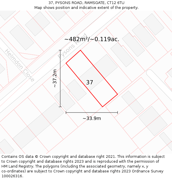 37, PYSONS ROAD, RAMSGATE, CT12 6TU: Plot and title map