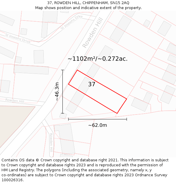 37, ROWDEN HILL, CHIPPENHAM, SN15 2AQ: Plot and title map