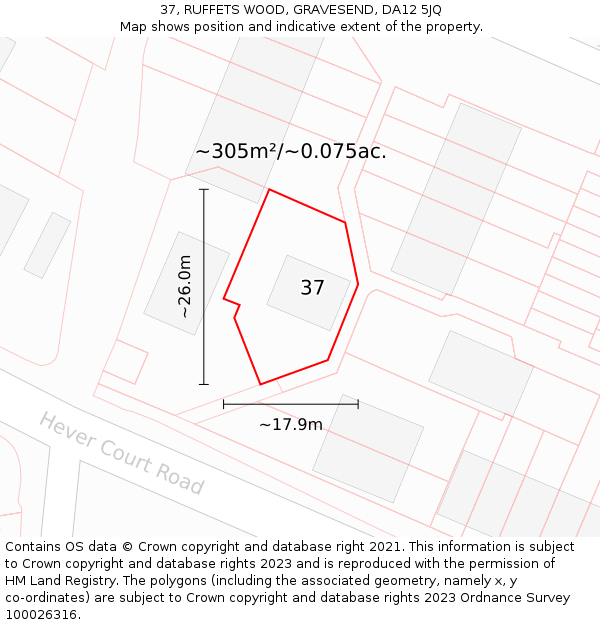 37, RUFFETS WOOD, GRAVESEND, DA12 5JQ: Plot and title map