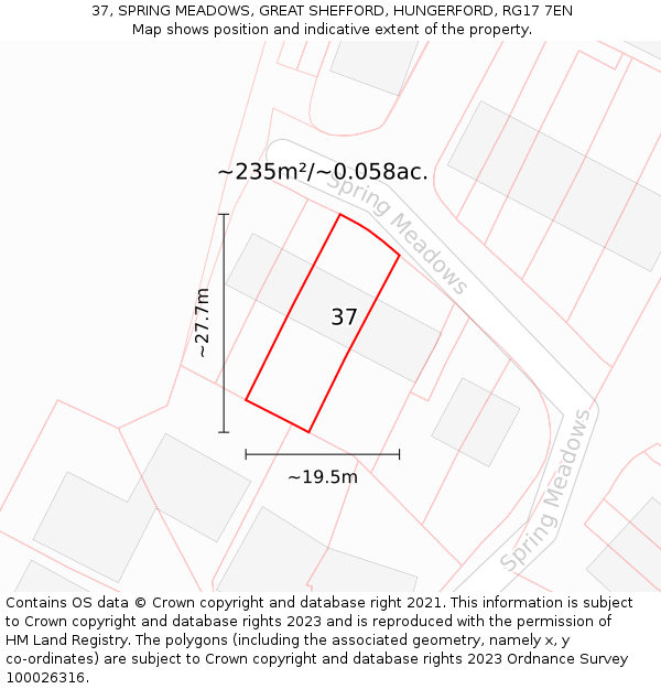 37, SPRING MEADOWS, GREAT SHEFFORD, HUNGERFORD, RG17 7EN: Plot and title map