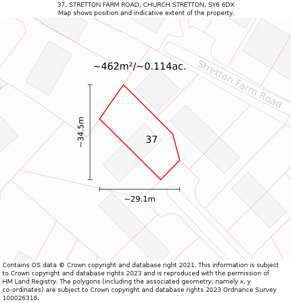 37, STRETTON FARM ROAD, CHURCH STRETTON, SY6 6DX: Plot and title map