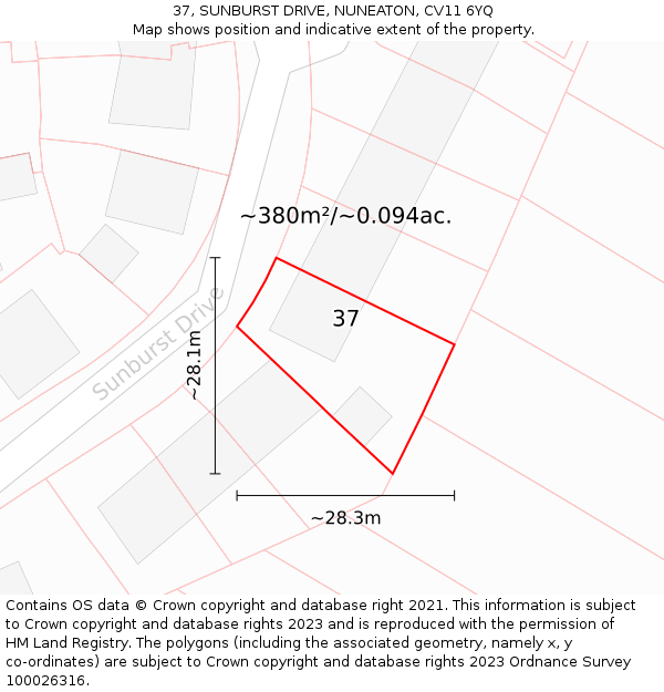 37, SUNBURST DRIVE, NUNEATON, CV11 6YQ: Plot and title map