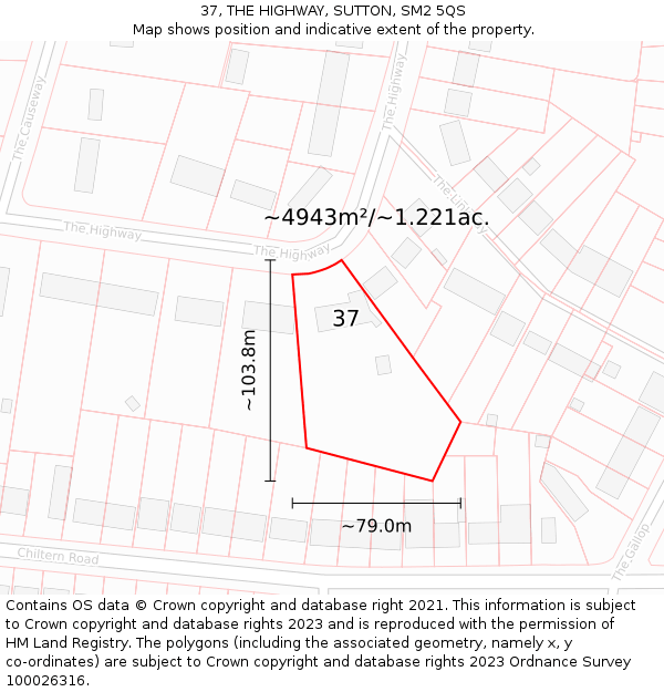 37, THE HIGHWAY, SUTTON, SM2 5QS: Plot and title map