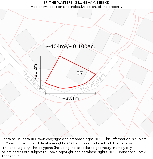 37, THE PLATTERS, GILLINGHAM, ME8 0DJ: Plot and title map