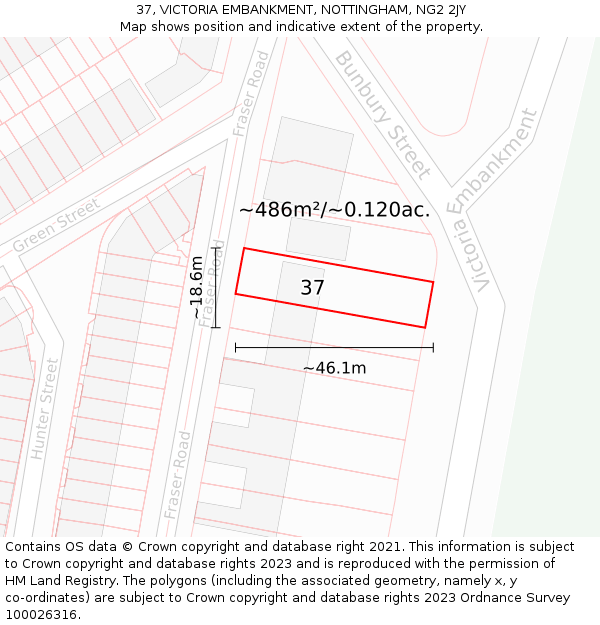 37, VICTORIA EMBANKMENT, NOTTINGHAM, NG2 2JY: Plot and title map