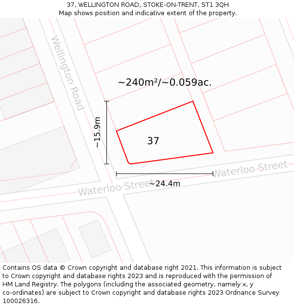 37, WELLINGTON ROAD, STOKE-ON-TRENT, ST1 3QH: Plot and title map