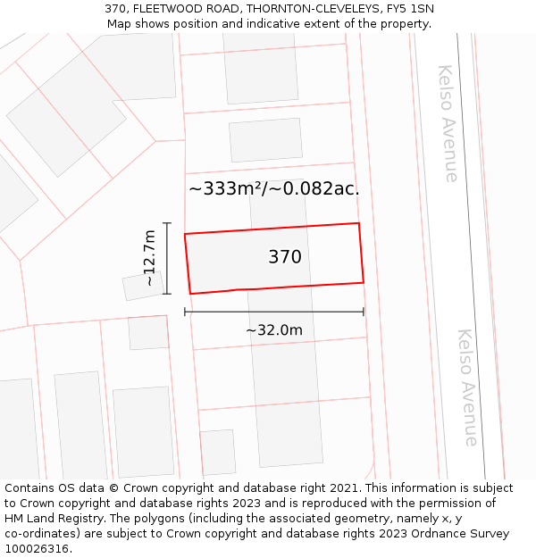 370, FLEETWOOD ROAD, THORNTON-CLEVELEYS, FY5 1SN: Plot and title map