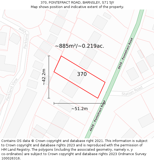 370, PONTEFRACT ROAD, BARNSLEY, S71 5JY: Plot and title map
