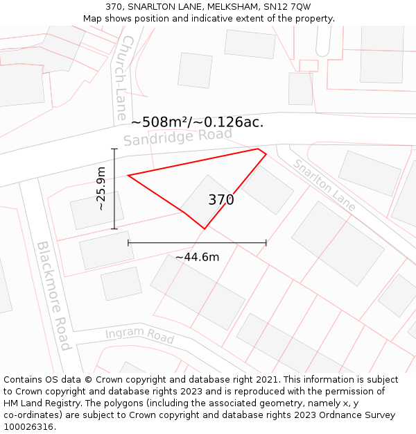 370, SNARLTON LANE, MELKSHAM, SN12 7QW: Plot and title map