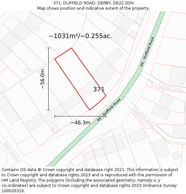 371, DUFFIELD ROAD, DERBY, DE22 2DN: Plot and title map