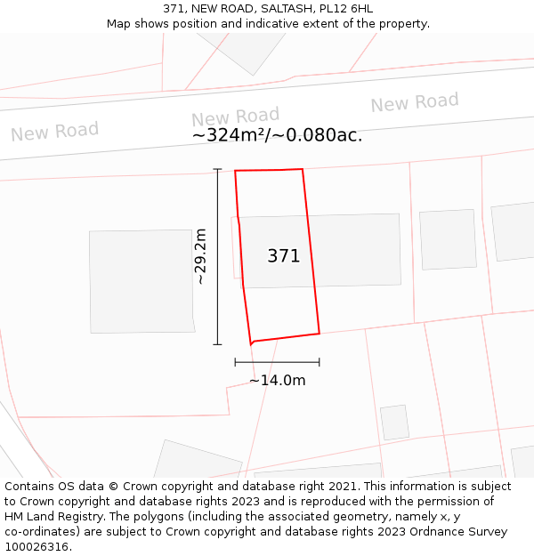 371, NEW ROAD, SALTASH, PL12 6HL: Plot and title map