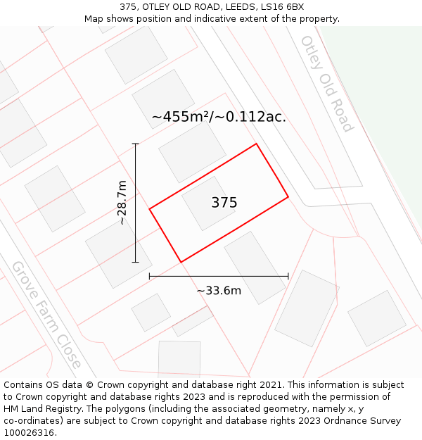 375, OTLEY OLD ROAD, LEEDS, LS16 6BX: Plot and title map