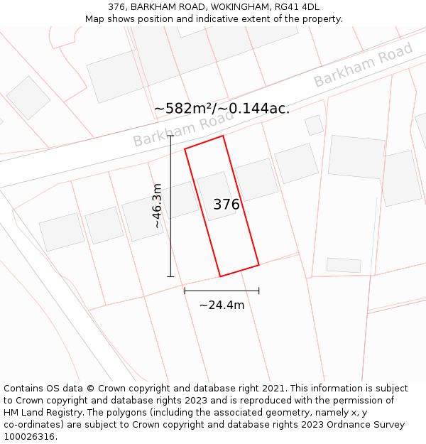 376, BARKHAM ROAD, WOKINGHAM, RG41 4DL: Plot and title map