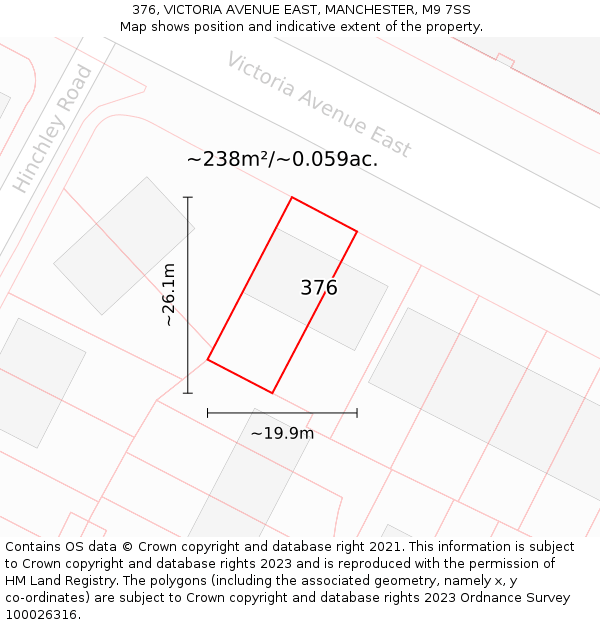 376, VICTORIA AVENUE EAST, MANCHESTER, M9 7SS: Plot and title map
