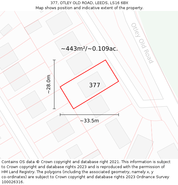 377, OTLEY OLD ROAD, LEEDS, LS16 6BX: Plot and title map
