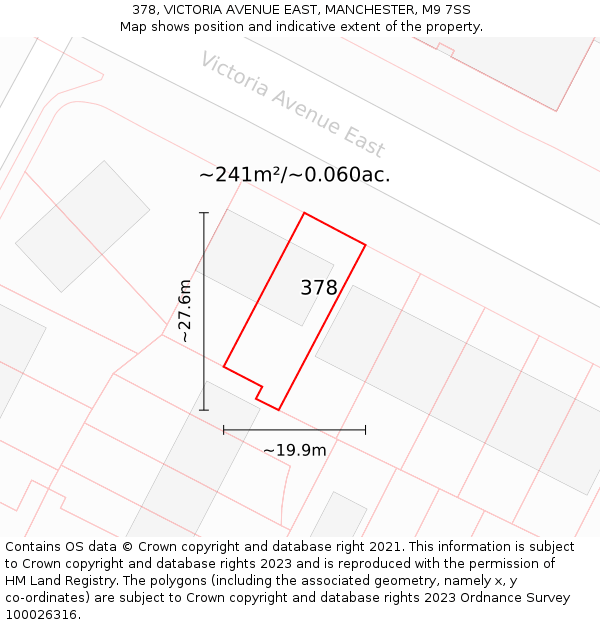 378, VICTORIA AVENUE EAST, MANCHESTER, M9 7SS: Plot and title map