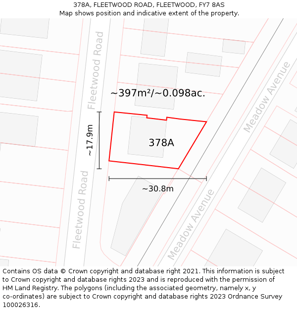 378A, FLEETWOOD ROAD, FLEETWOOD, FY7 8AS: Plot and title map