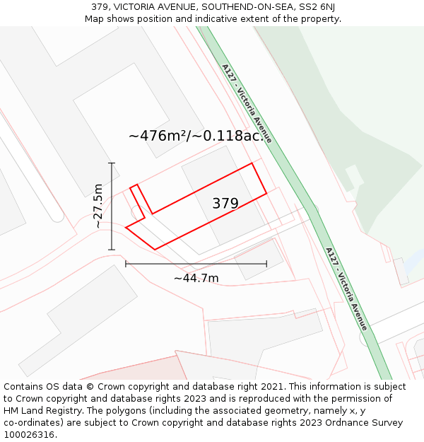 379, VICTORIA AVENUE, SOUTHEND-ON-SEA, SS2 6NJ: Plot and title map