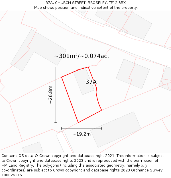 37A, CHURCH STREET, BROSELEY, TF12 5BX: Plot and title map