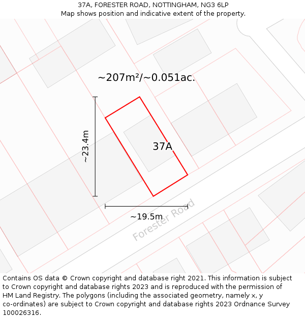 37A, FORESTER ROAD, NOTTINGHAM, NG3 6LP: Plot and title map