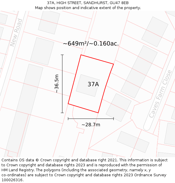 37A, HIGH STREET, SANDHURST, GU47 8EB: Plot and title map