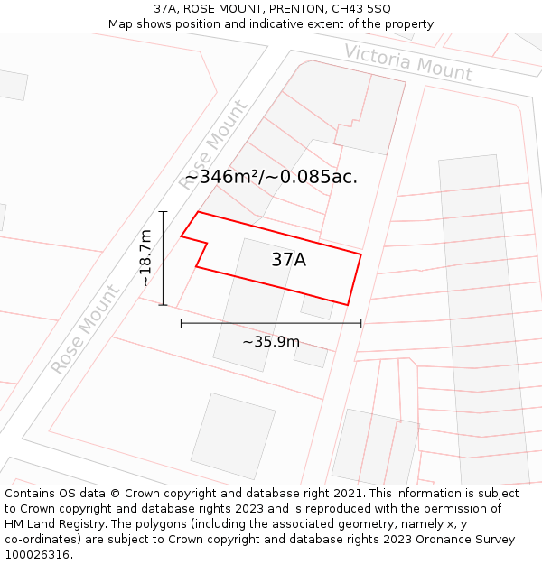 37A, ROSE MOUNT, PRENTON, CH43 5SQ: Plot and title map