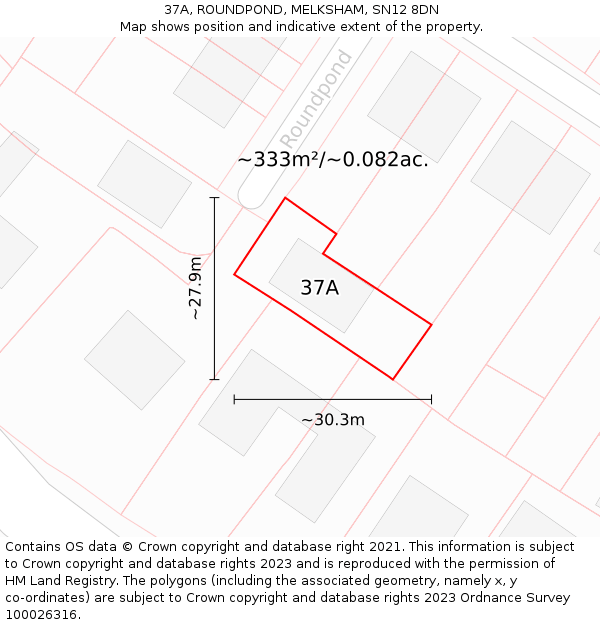 37A, ROUNDPOND, MELKSHAM, SN12 8DN: Plot and title map