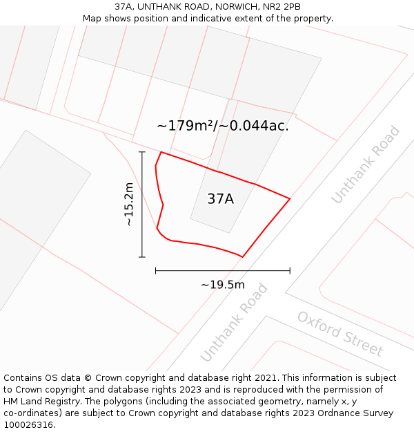 37A, UNTHANK ROAD, NORWICH, NR2 2PB: Plot and title map