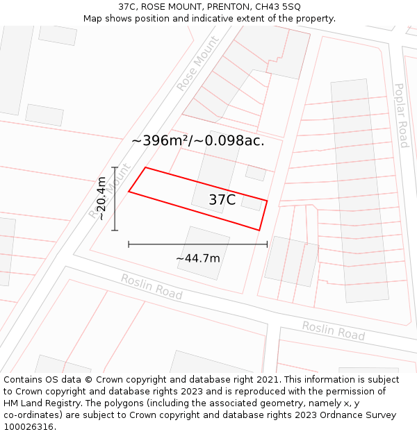 37C, ROSE MOUNT, PRENTON, CH43 5SQ: Plot and title map