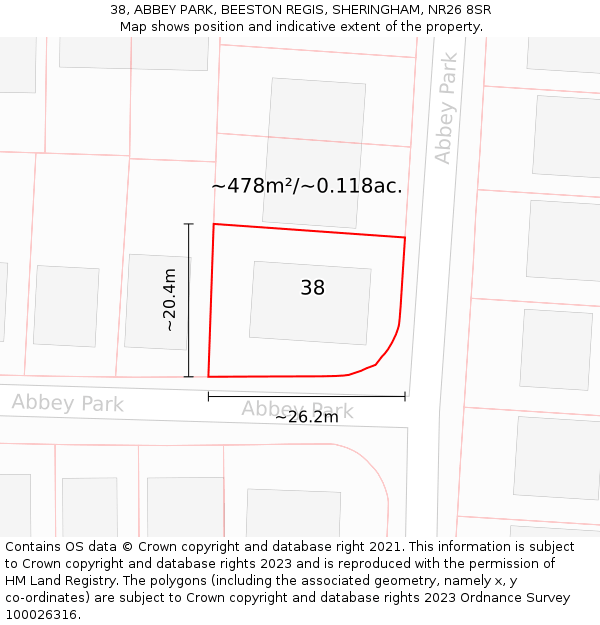 38, ABBEY PARK, BEESTON REGIS, SHERINGHAM, NR26 8SR: Plot and title map