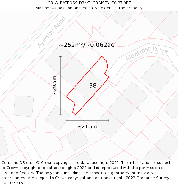 38, ALBATROSS DRIVE, GRIMSBY, DN37 9PE: Plot and title map