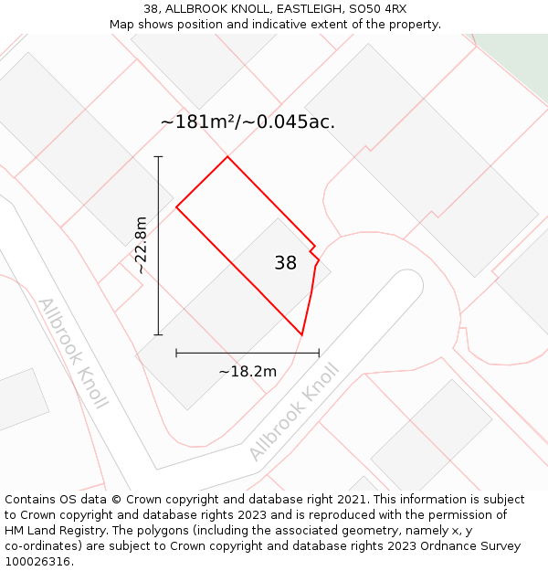 38, ALLBROOK KNOLL, EASTLEIGH, SO50 4RX: Plot and title map