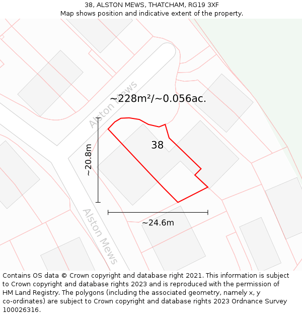 38, ALSTON MEWS, THATCHAM, RG19 3XF: Plot and title map