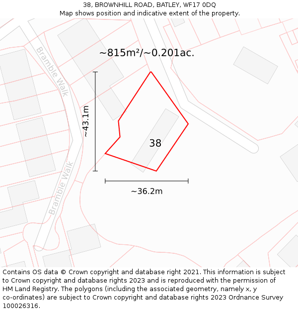 38, BROWNHILL ROAD, BATLEY, WF17 0DQ: Plot and title map