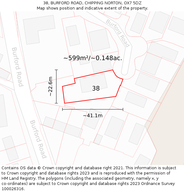38, BURFORD ROAD, CHIPPING NORTON, OX7 5DZ: Plot and title map